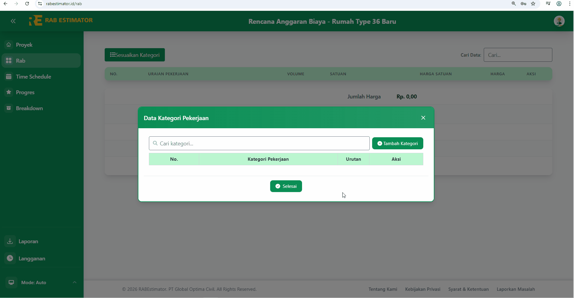 Modal pengelolaan kategori