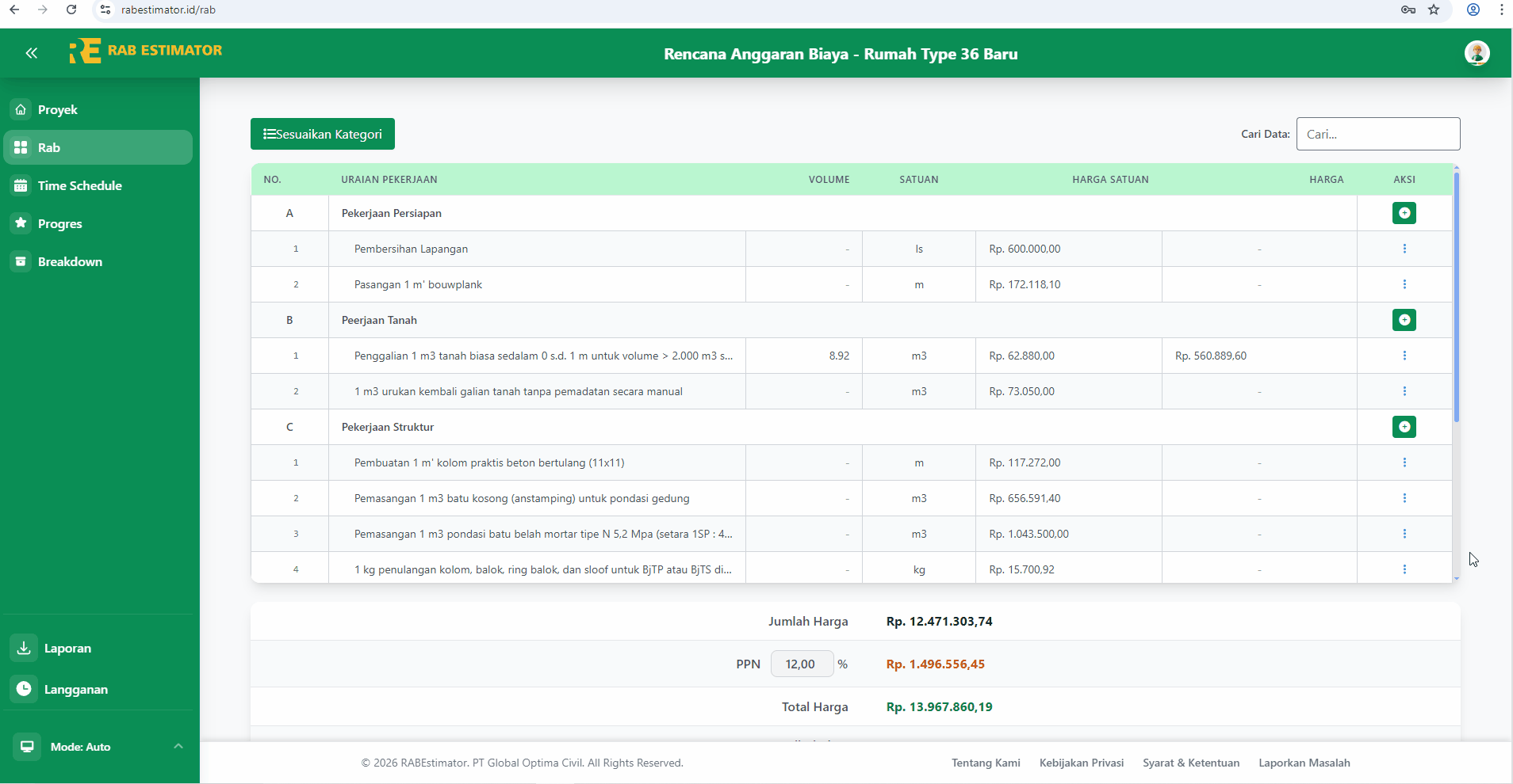 Contoh input untuk berbagai satuan