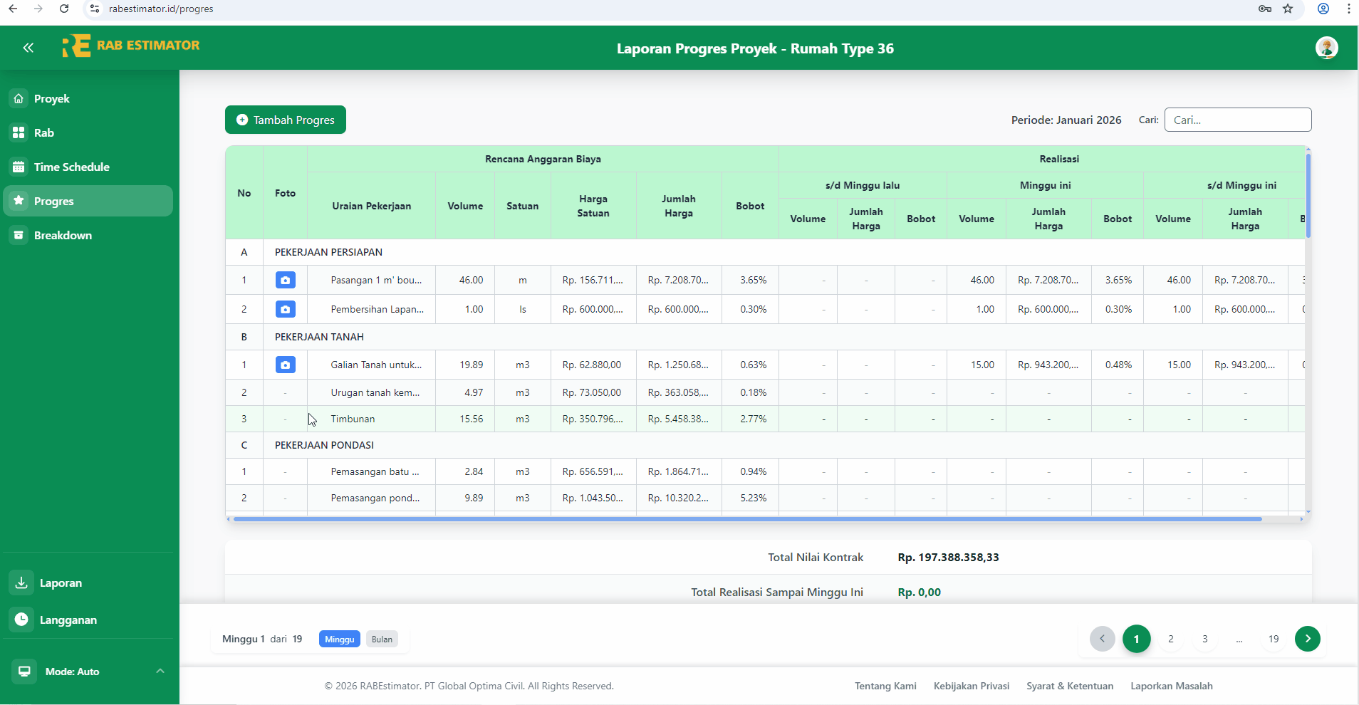 Modal Foto Dokumentasi dengan grid foto