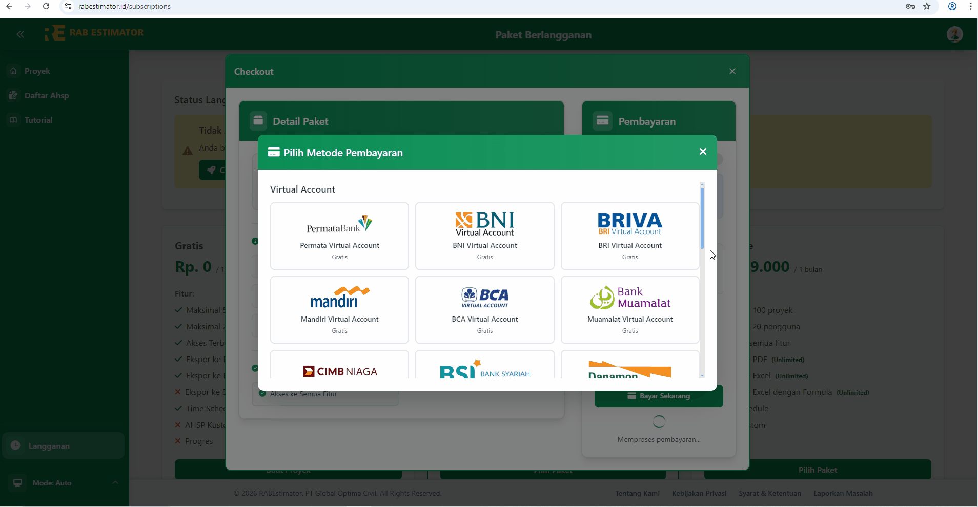 Halaman instruksi pembayaran