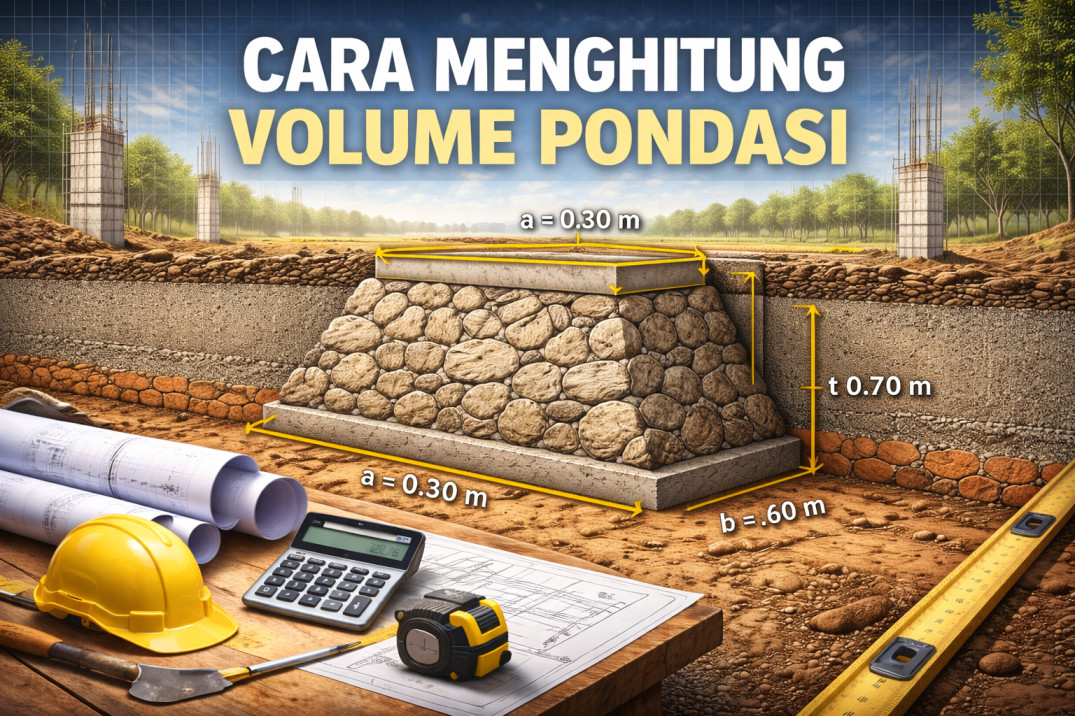 Cara Menghitung Volume Item Pekerjaan Lengkap dengan Sketsa Galian dan Pondasi